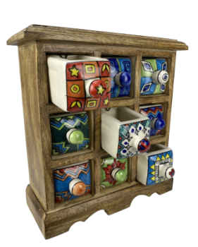 Preview: Kleinkommode mit 9 Keramikschubladen